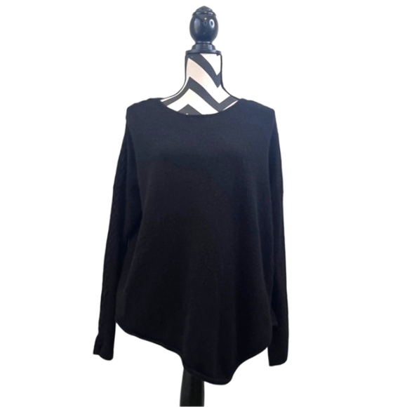 Neiman Marcus 100% Cashmere Asymmetric Oversized Sz S Braided Sleeve Sweater - Picture 2 of 13